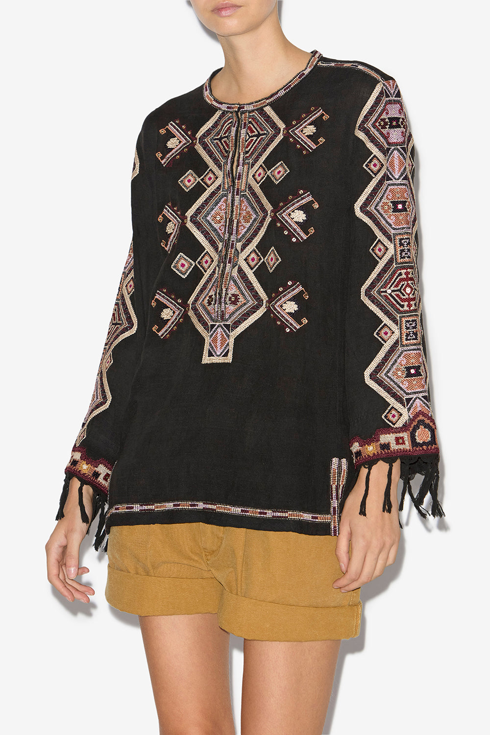Zelda embroidered matka silk blouse - Black - Woman - 4
