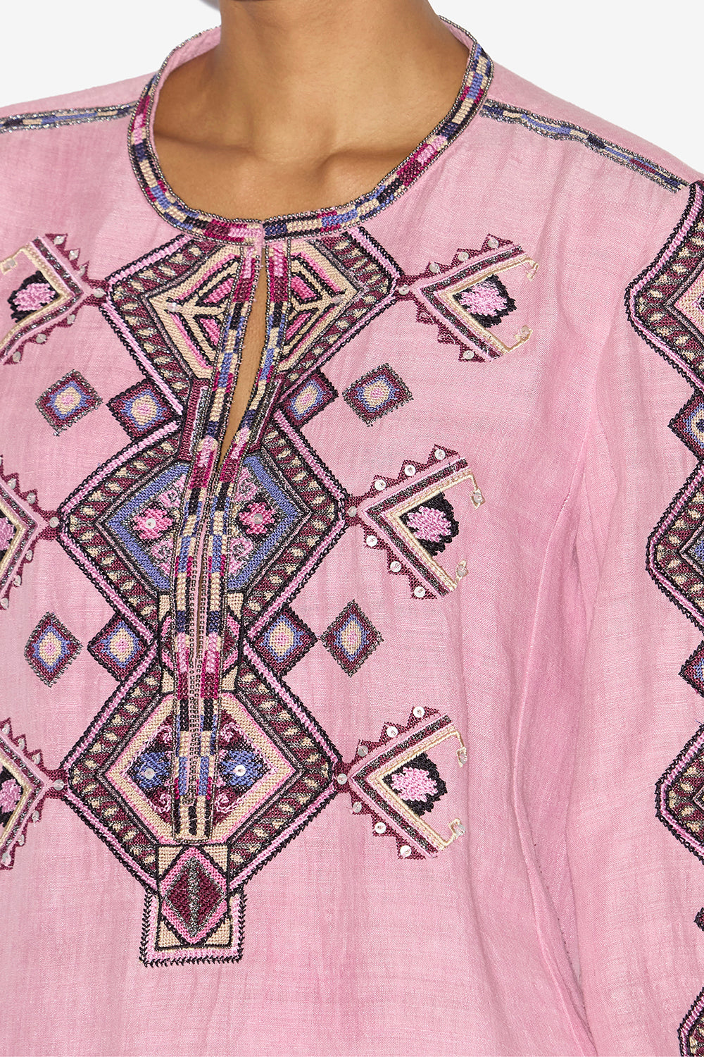 Blusa zelda in seta matka ricamata - Antique pink - Woman - 3