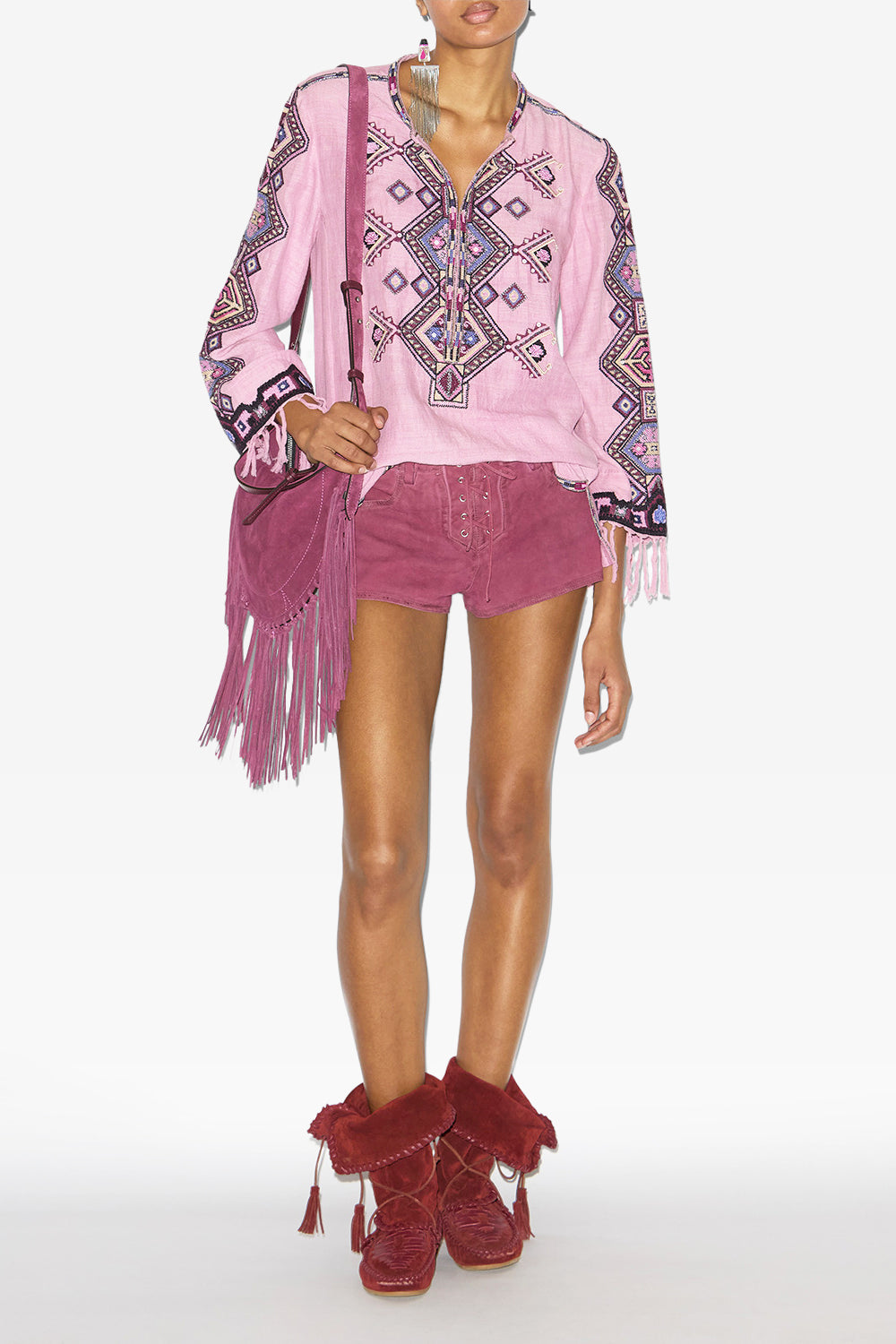 Blusa zelda in seta matka ricamata - Antique pink - Woman - 2