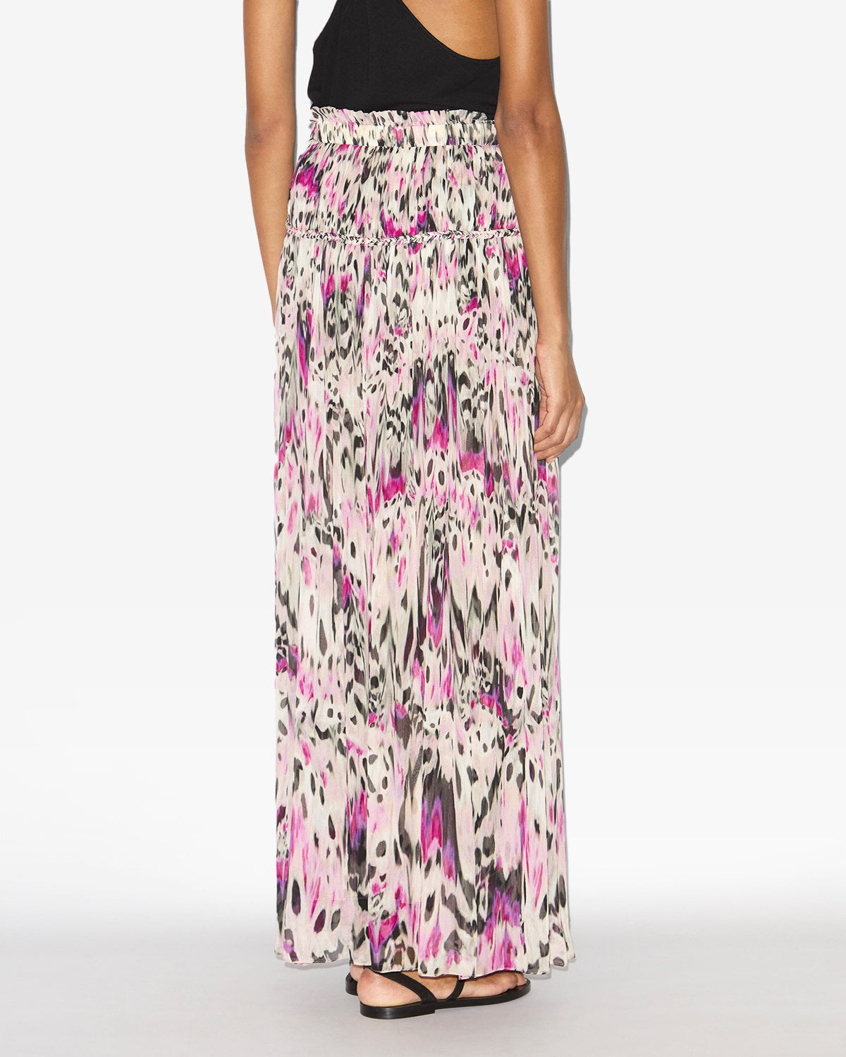 Gonna rolande in seta arricciata con stampa - Rosa - Woman - 4