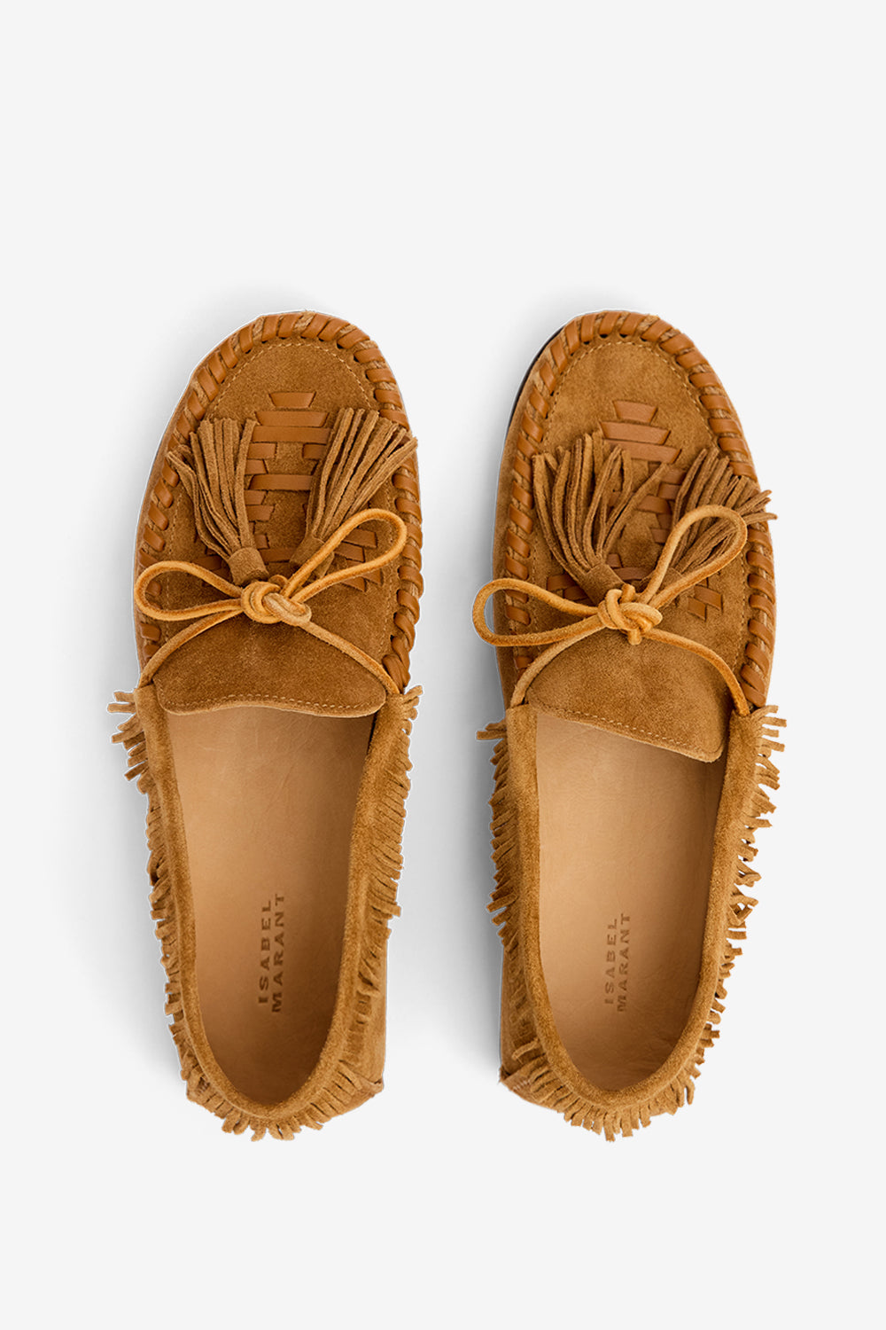 Mocasines de cuero suave con flecos fitza - Cognac - Woman - 4