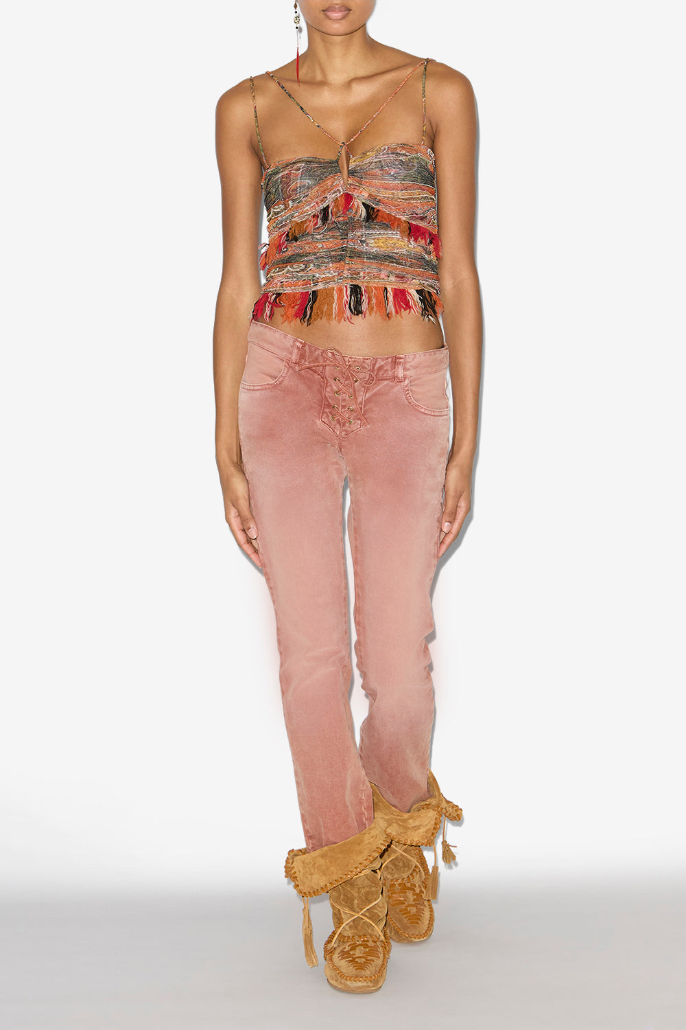 Vanel laced denim jeans - Burnt henna - Woman - 2