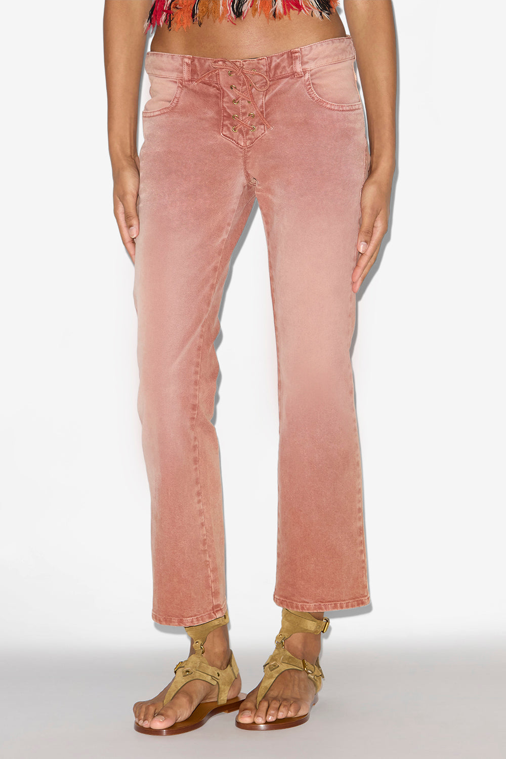 Vanel laced denim jeans - Burnt henna - Woman - 4