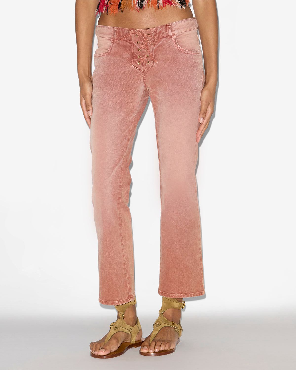 Vanel laced denim jeans - Burnt henna - Woman - 3