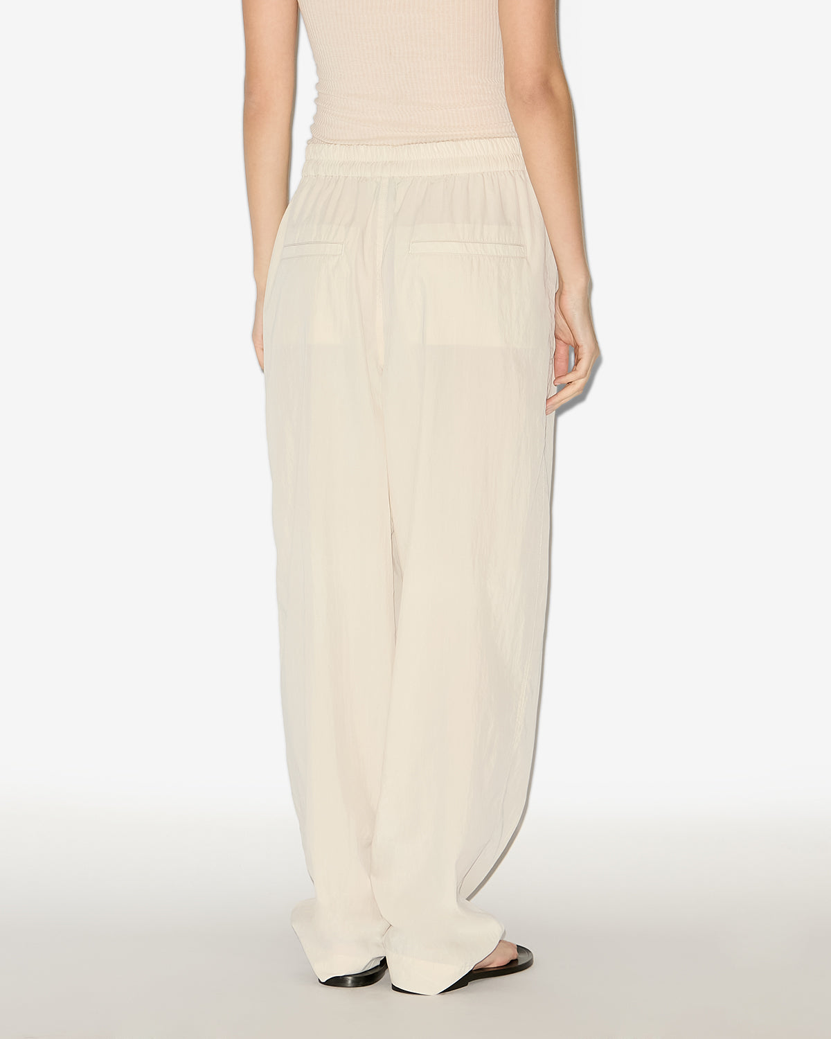 Pantalon hectorina en tissu technique froncé - Écru - Woman - 4