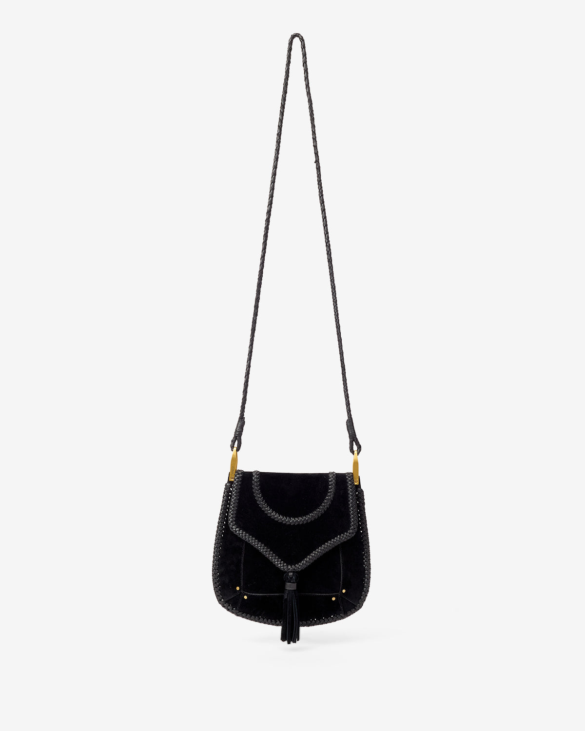 Sac à bandoulière anahi en cuir suédé tressé - Noir - Woman - 6