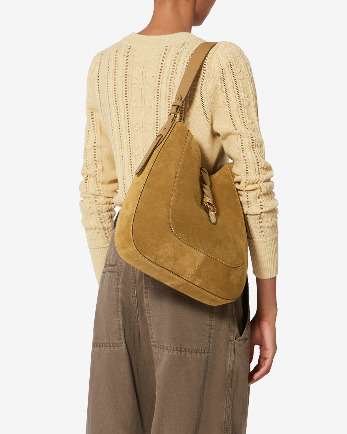 Sac à main altay hobo en cuir de veau velours - Taupe - Woman - 2