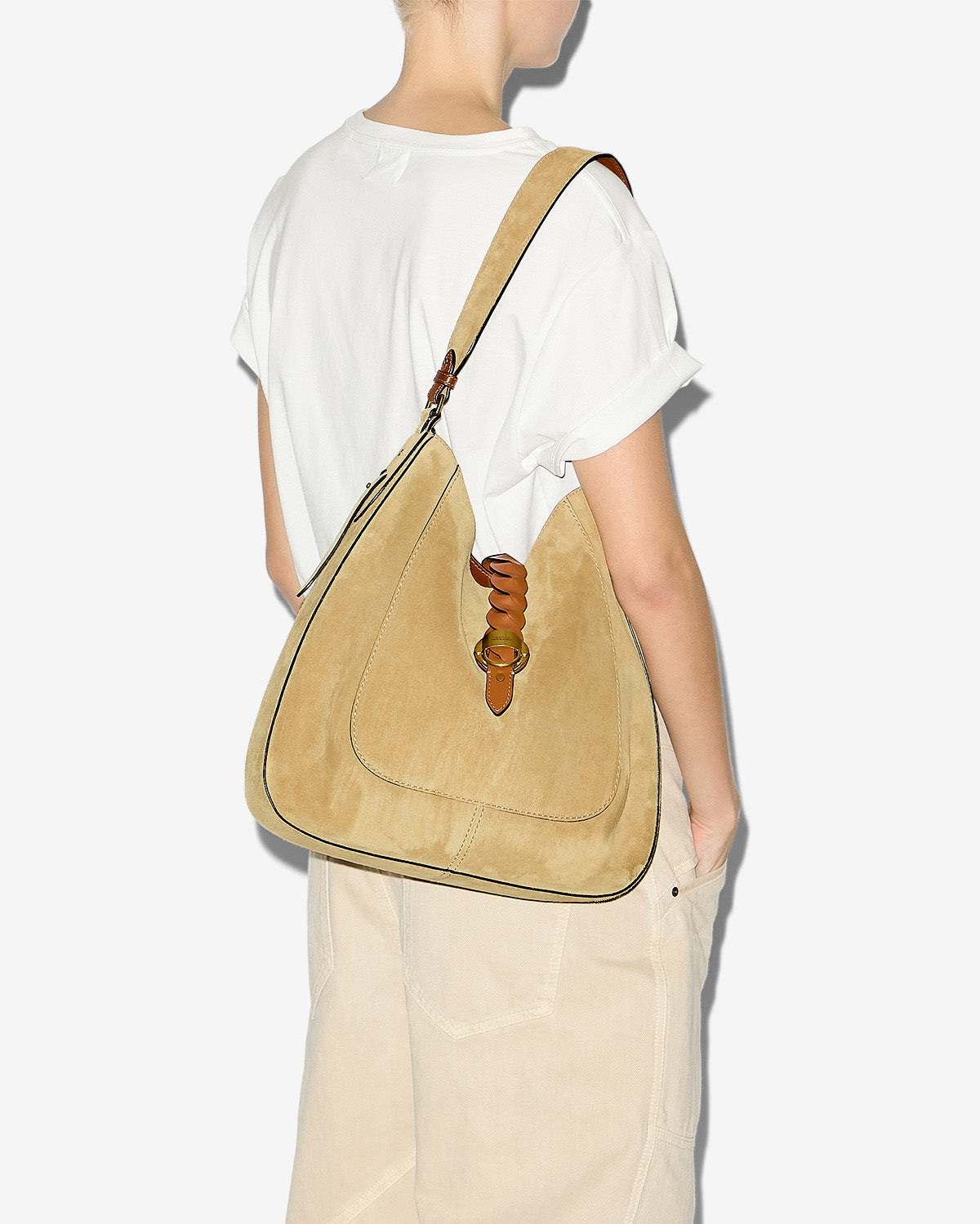 Tasche altay hobo aus kalbs-veloursleder - Beige - Woman - 2