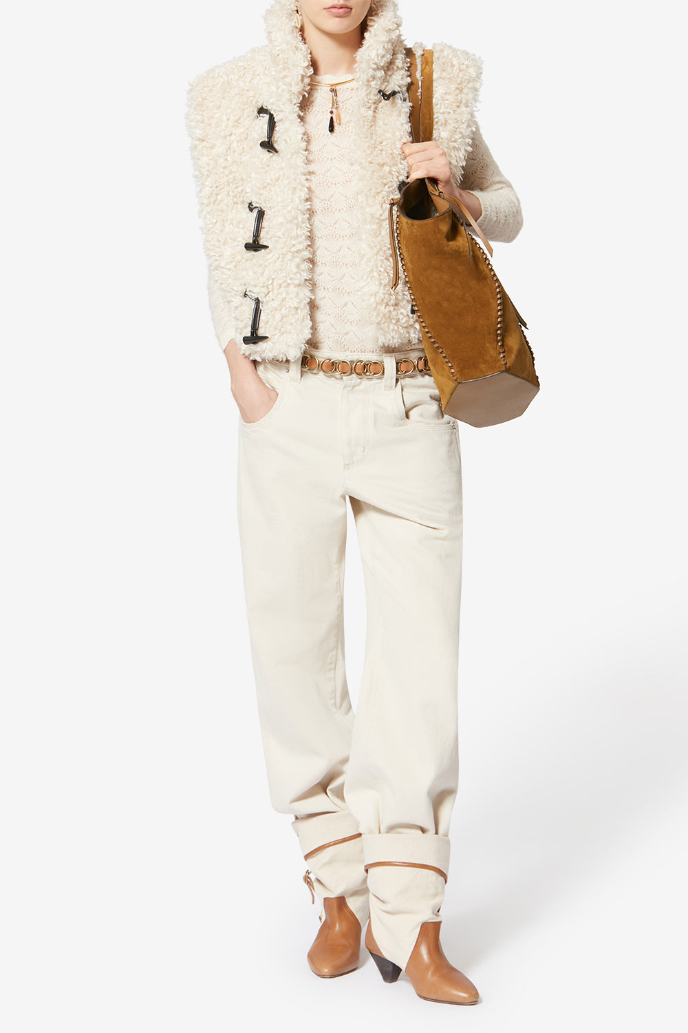 スエードレザー トートバッグ - Cognac - Woman - 5