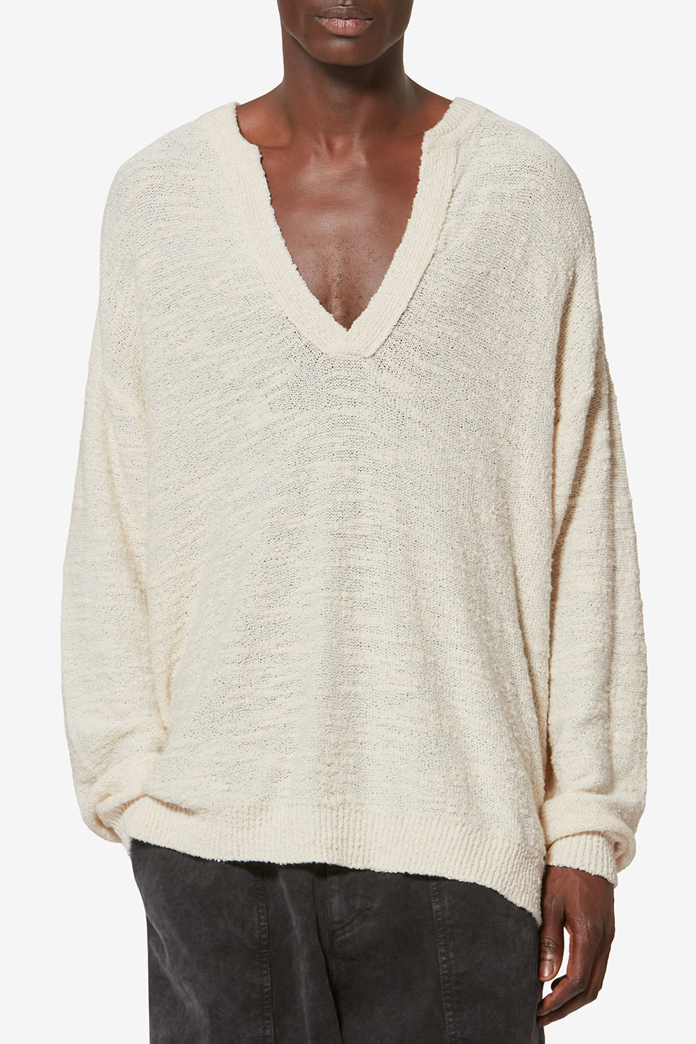 Arnold textured knit sweater - Ecru - Man - 4