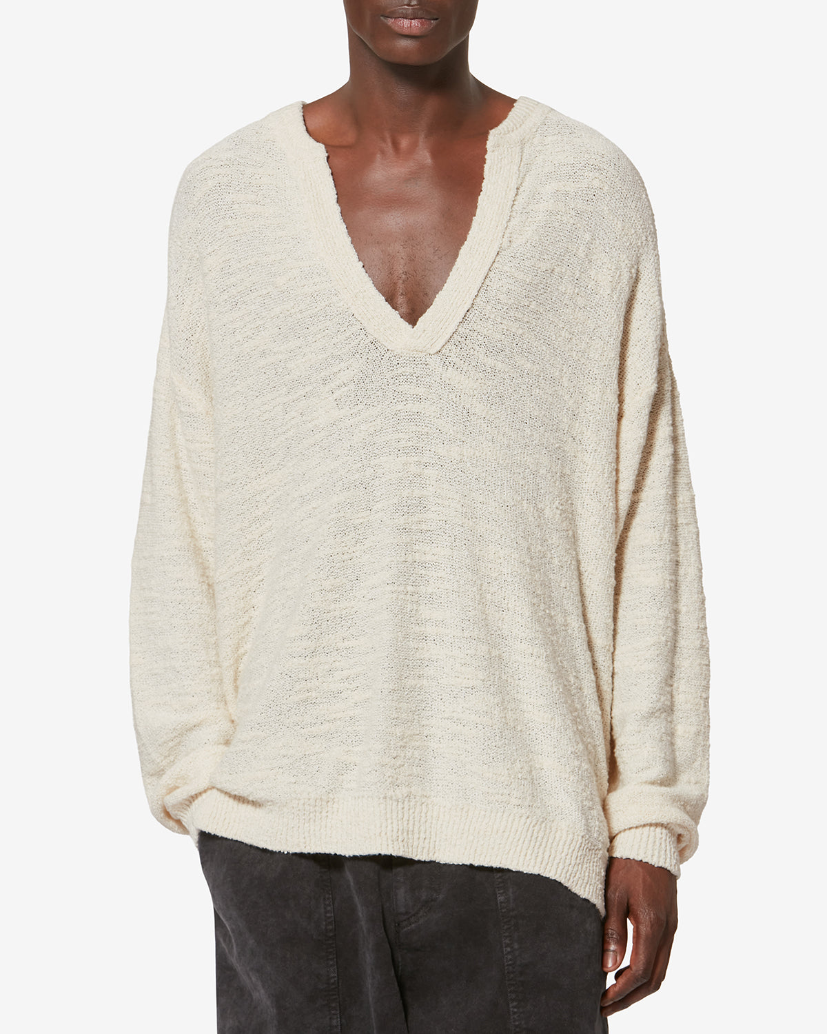 Arnold textured knit sweater - Ecru - Man - 3