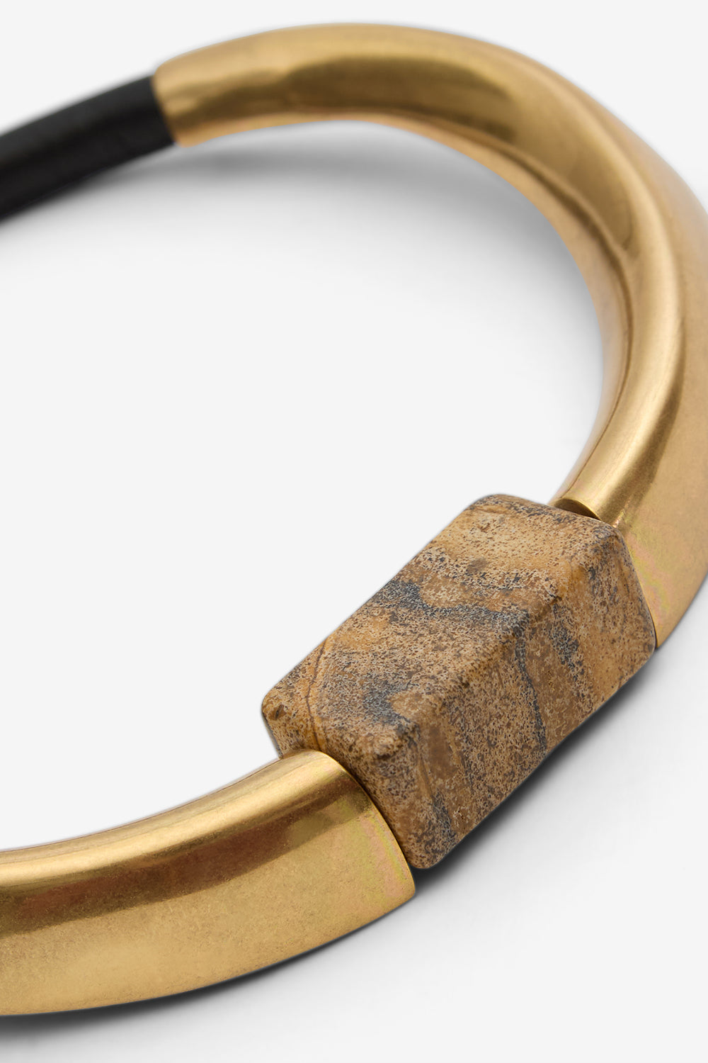 Halsreif noly aus messing, leder und stein - Natural-light brass - Woman - 3