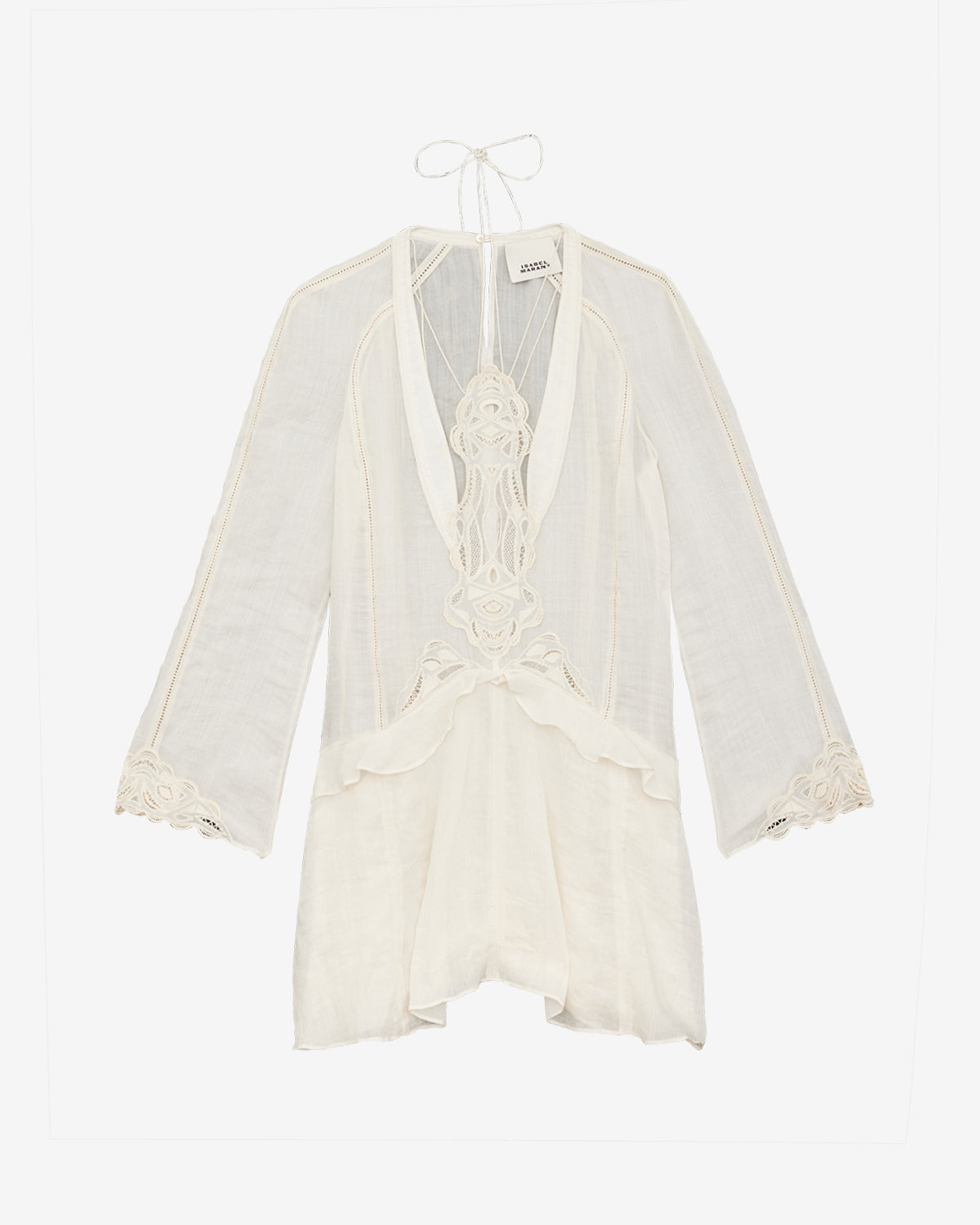 Robe courte liya en ramie et broderies - Écru - Woman - 5