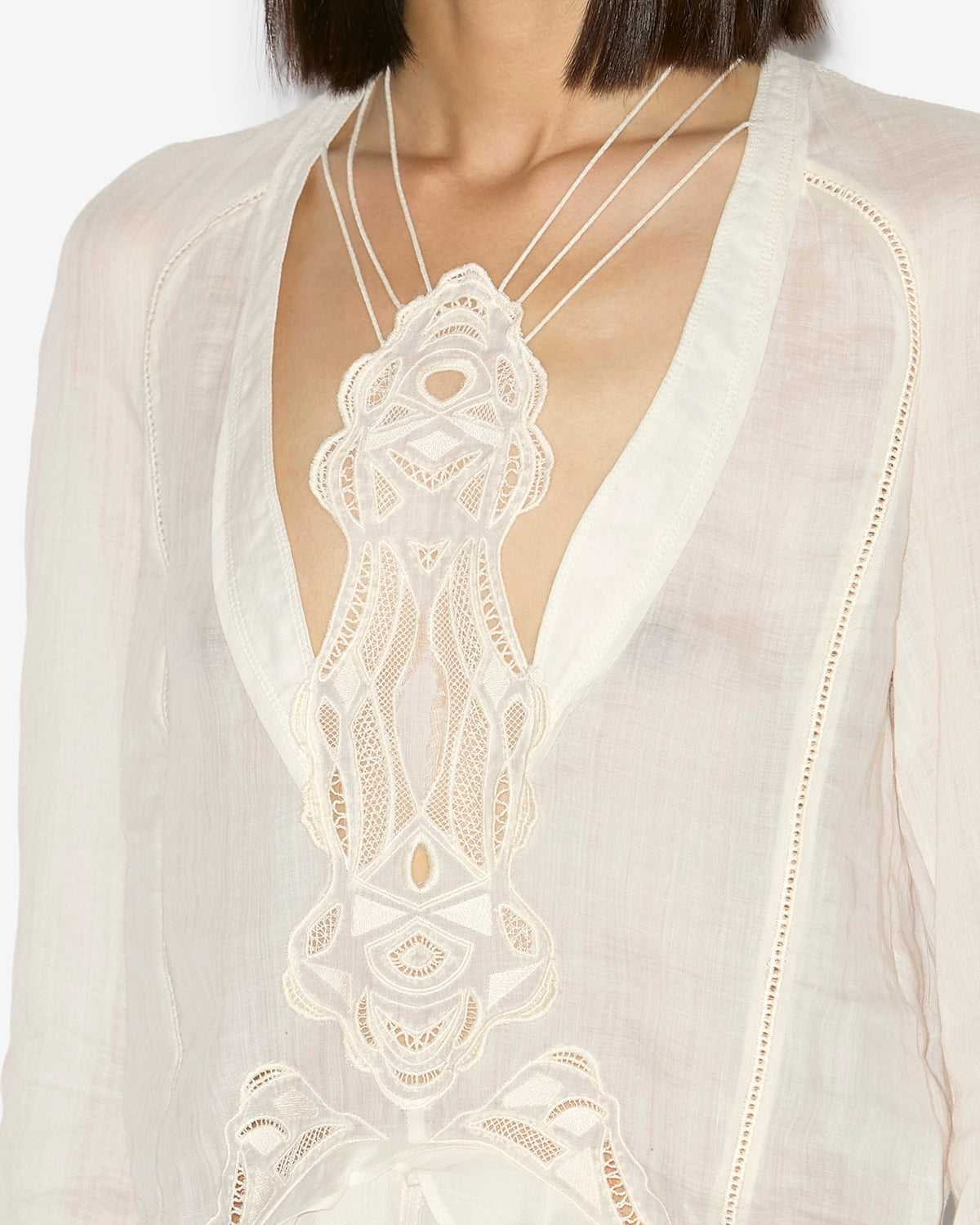 Robe courte liya en ramie et broderies - Écru - Woman - 2