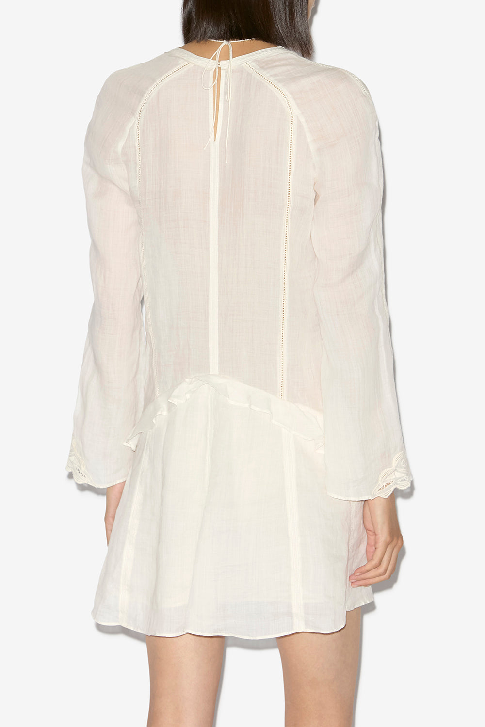 Vestido corto liya de ramio y bordado - Crudo - Woman - 5