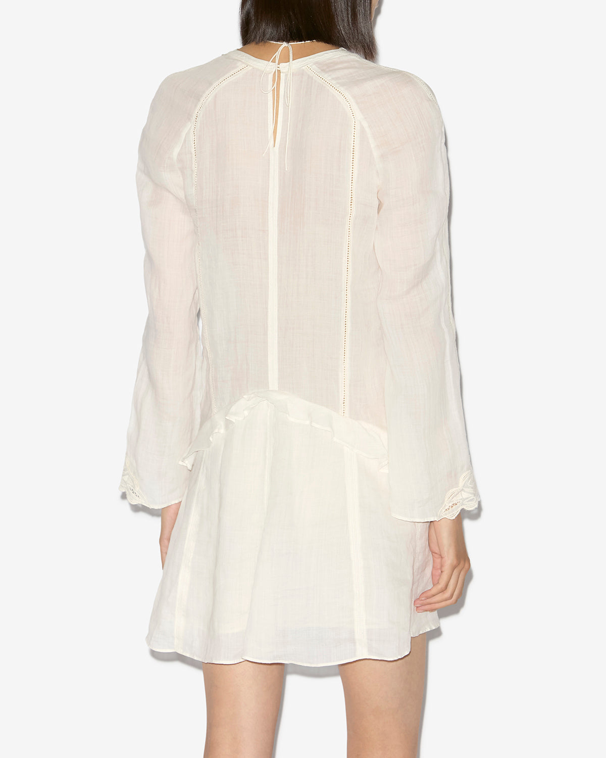 Robe courte liya en ramie et broderies - Écru - Woman - 4