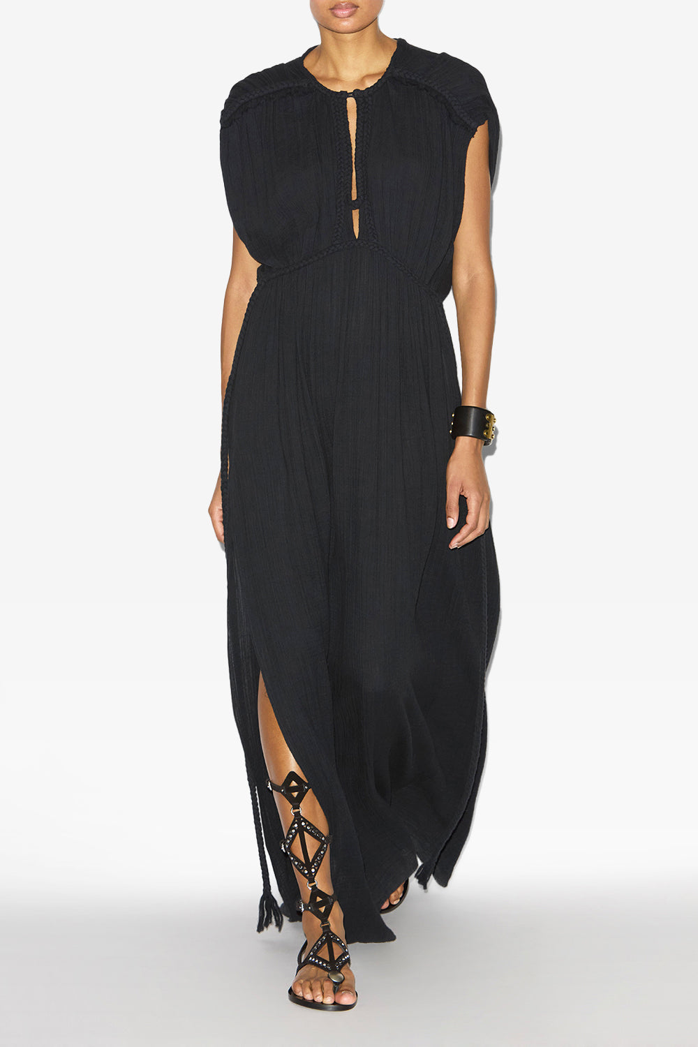 Joya long cotton dress - Black - Woman - 2