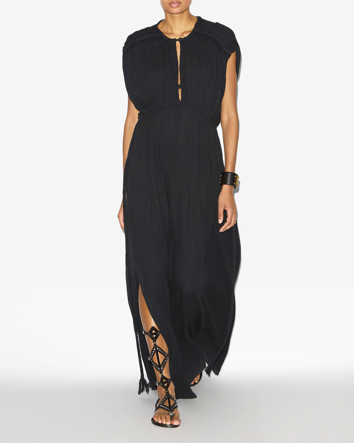 Joya long cotton dress - Black - Woman - 1