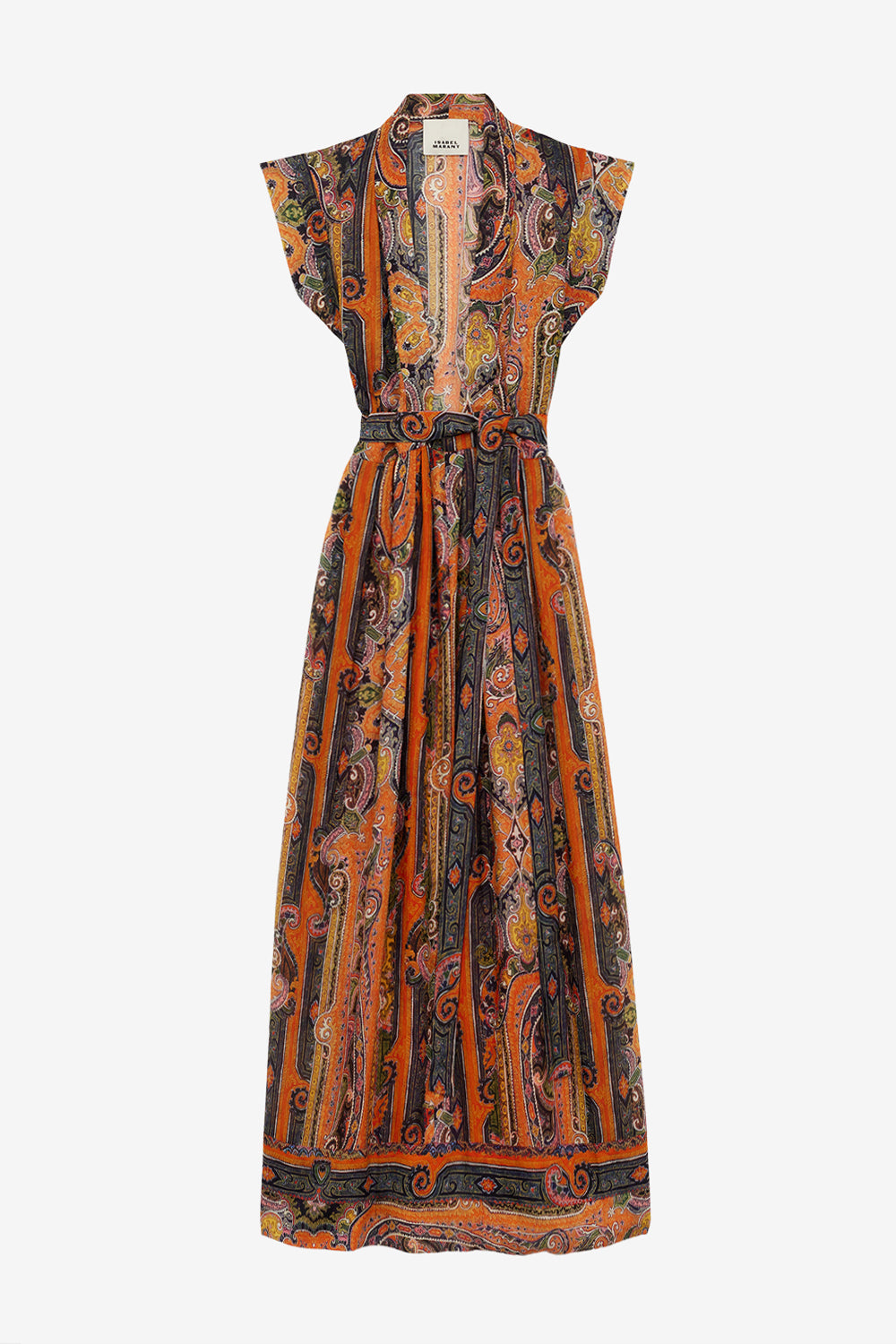 Melissa long printed silk dress - Orange - Woman - 1