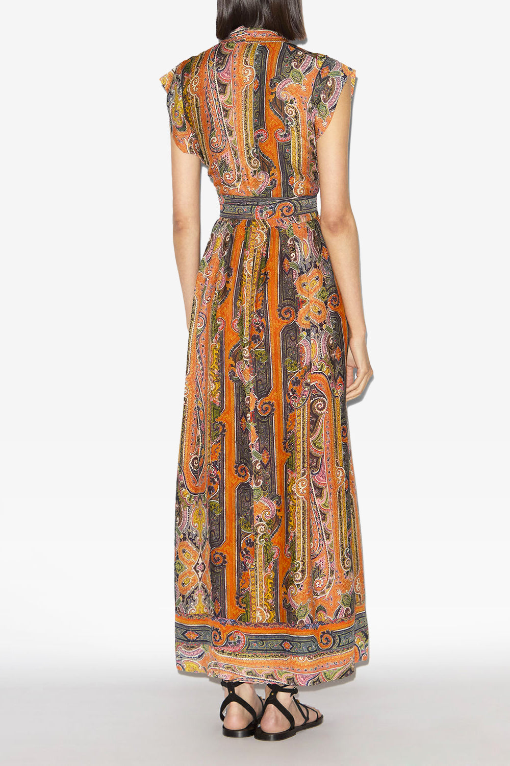 Melissa long printed silk dress - Orange - Woman - 4