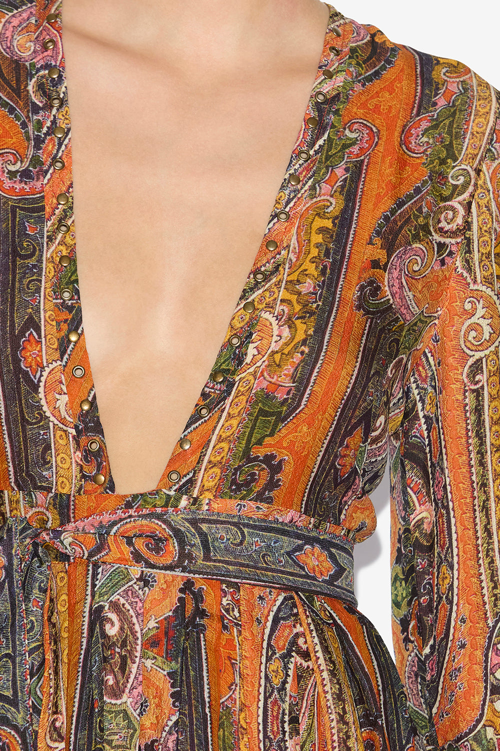 Morgane short printed silk dress - Orange - Woman - 3