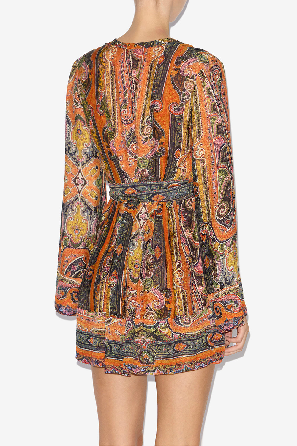Morgane short printed silk dress - Orange - Woman - 5