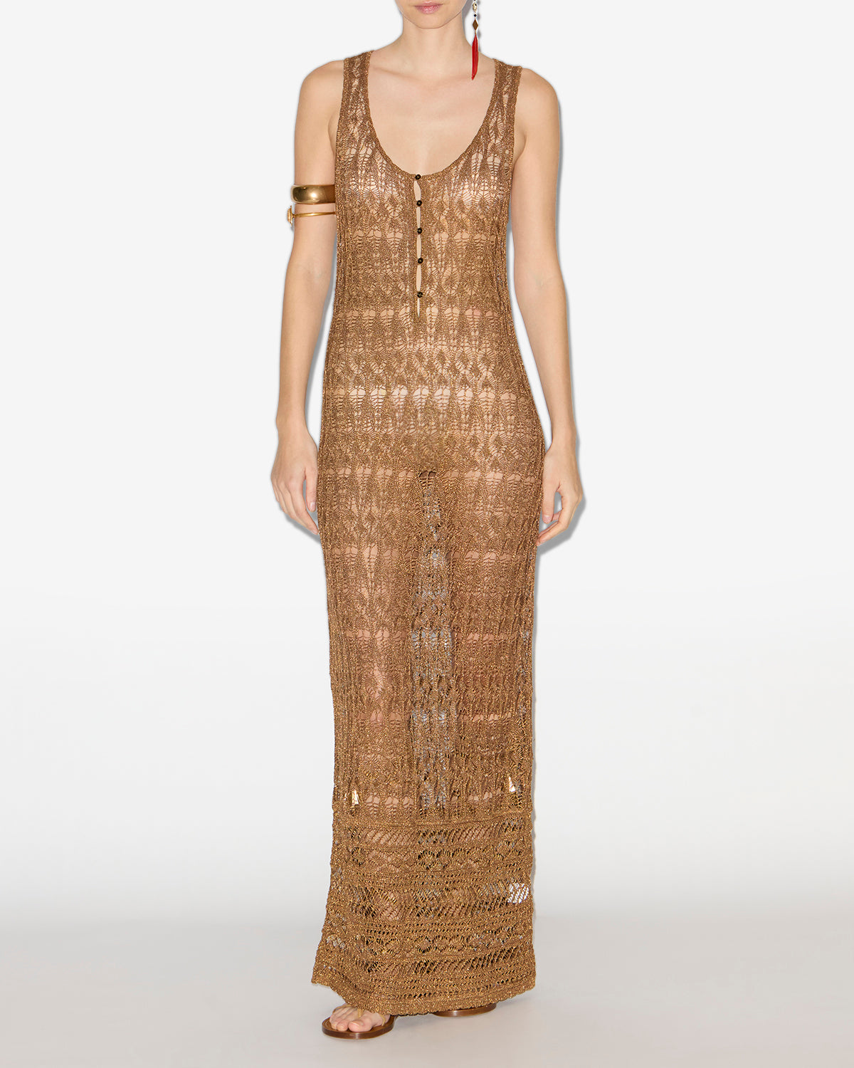 Abito lungo pernille in crochet fine - D'oro - Woman - 1