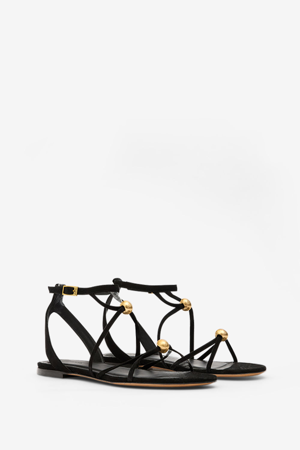 Aeza スエードレザー フラットサンダル - Black and gold - Woman - 3
