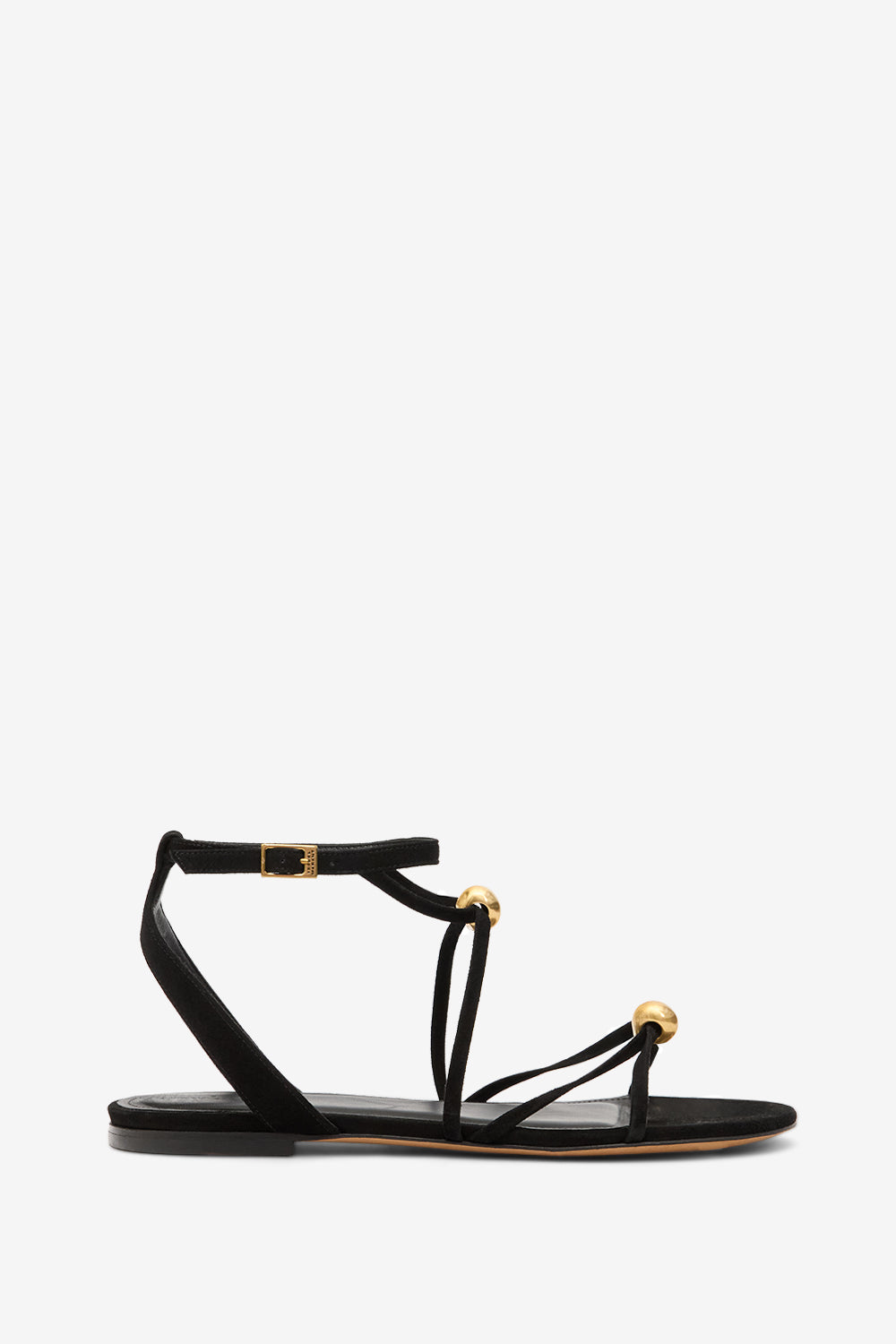 Aeza スエードレザー フラットサンダル - Black and gold - Woman - 1