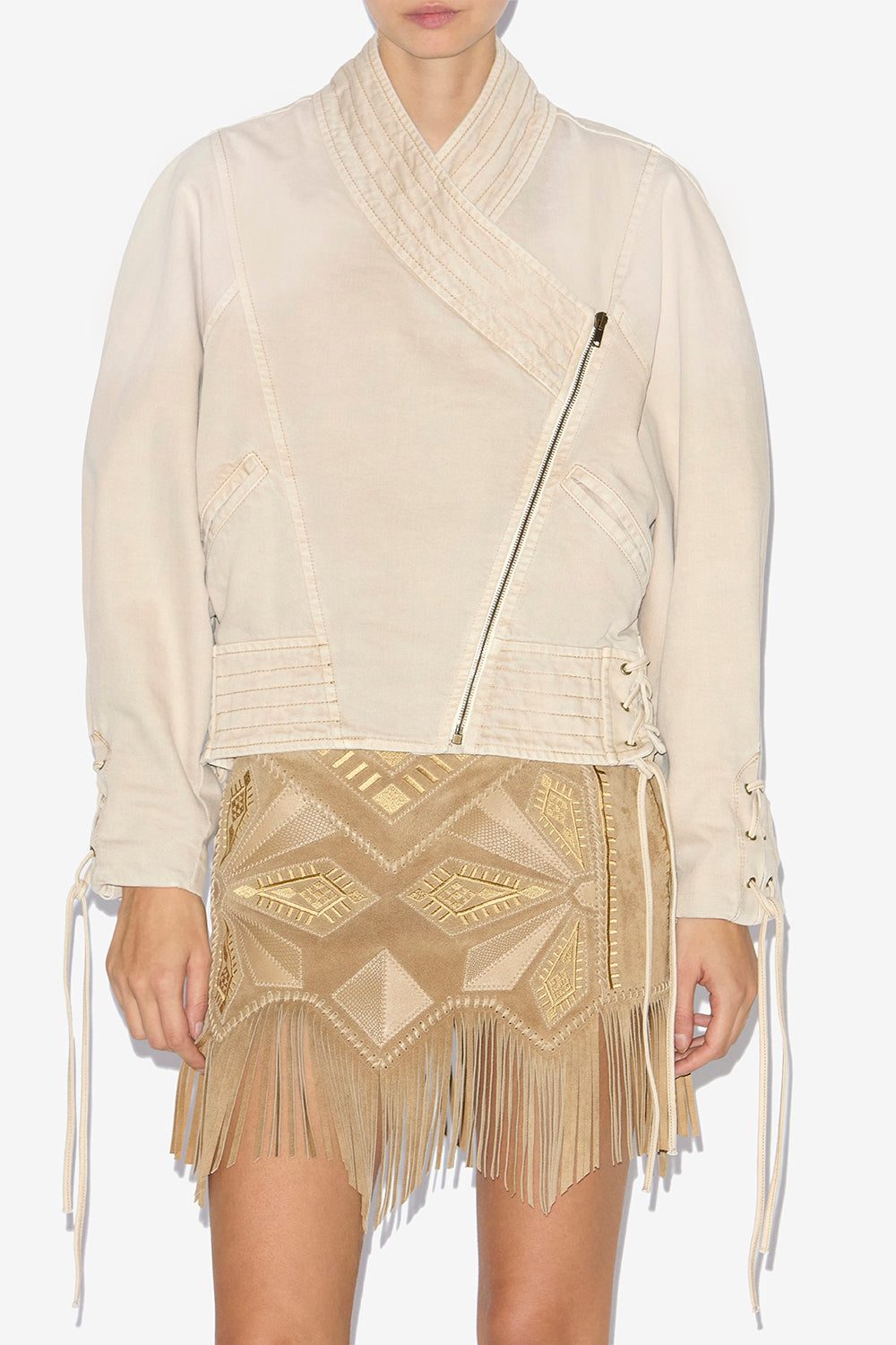 Edina 데님 크롭 재킷 - 에크루 - Woman - 4