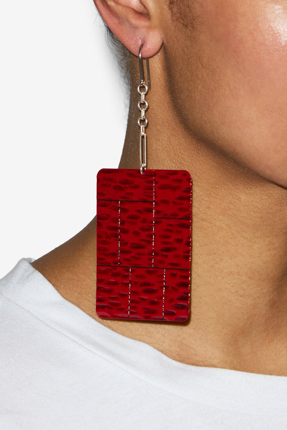 Boucles d'oreilles pendantes plaque blacke - Coquelicot-argenté - Woman - 2