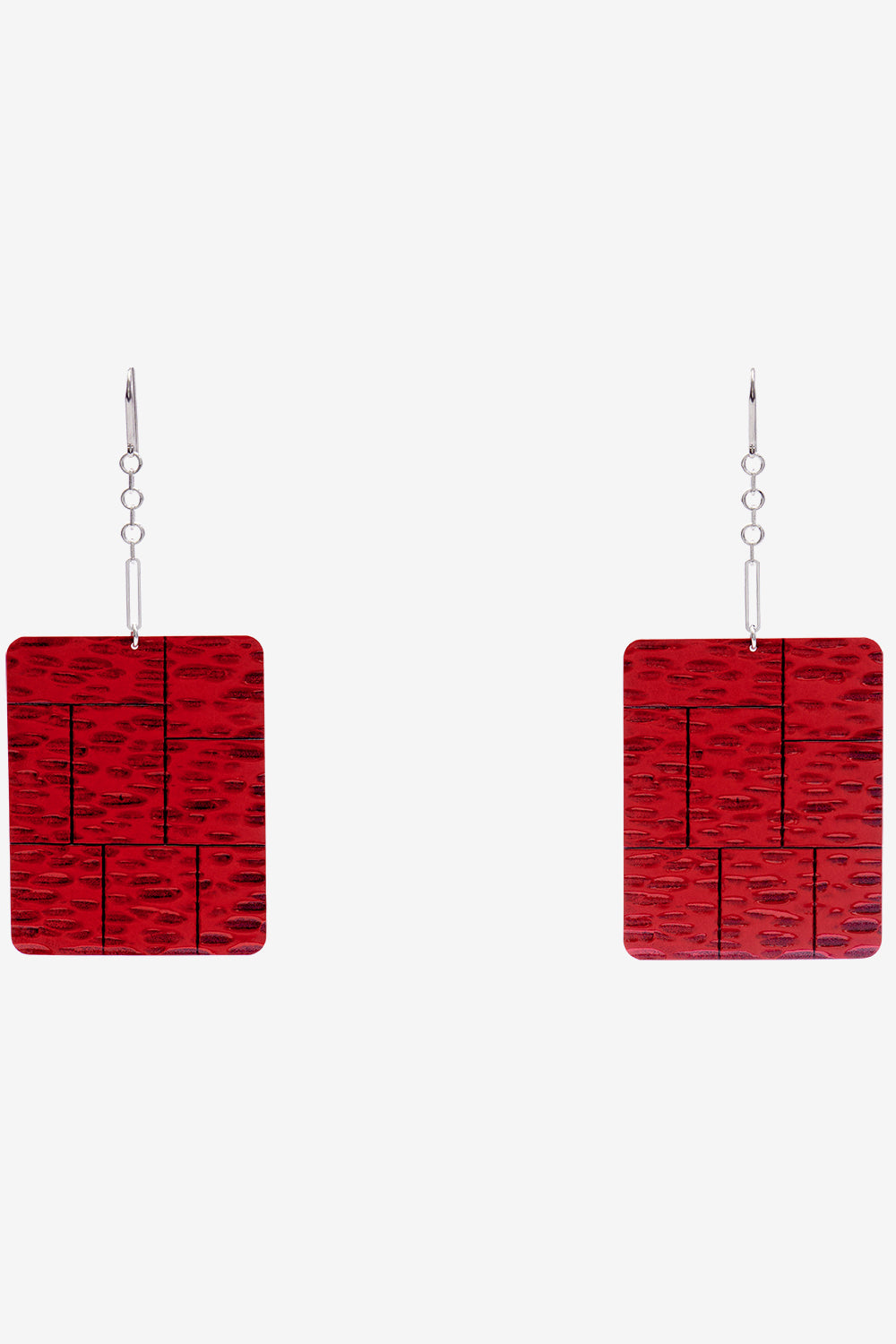 Boucles d'oreilles pendantes plaque blacke - Coquelicot-argenté - Woman - 1