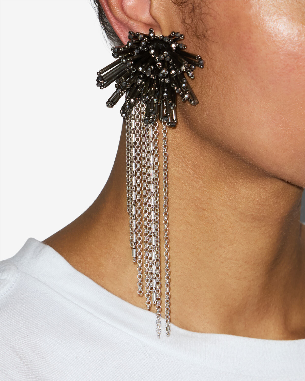 Amber earring Woman Anthracite-silver 1
