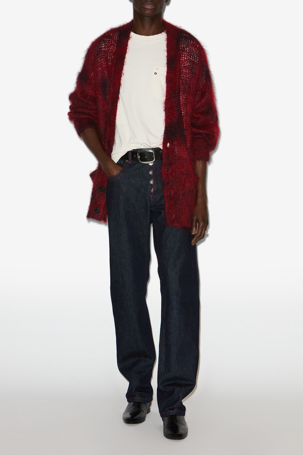 Mahel long kid mohair cardigan - Deep red - Man - 2