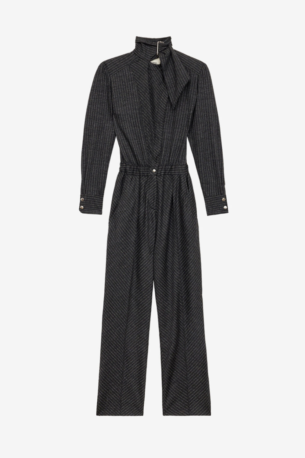 Rheane virgin wool tennis stripe jumpsuit - Anthracite - Woman - 1