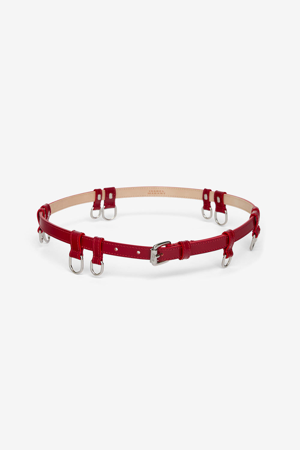 Ceinture fine chelsea - Deep red - silver - Woman - 1