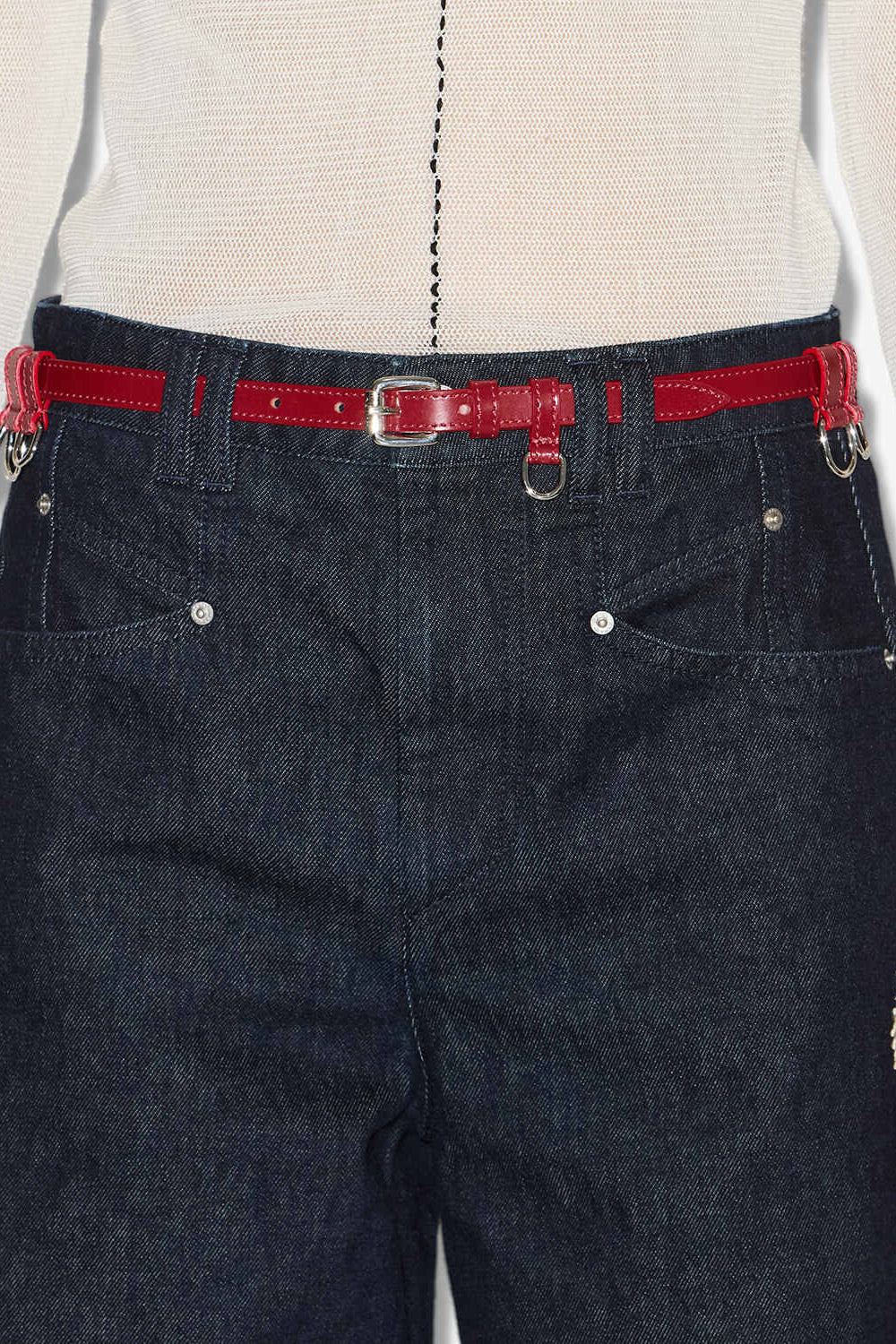Ceinture fine chelsea - Deep red - silver - Woman - 4