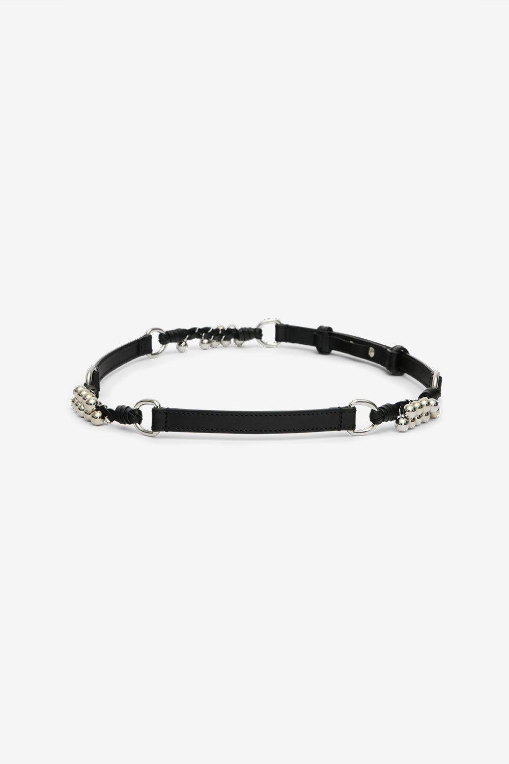 Ceinture en cuir grimsby avec anneaux et studs - Noir et argenté - Woman - 2