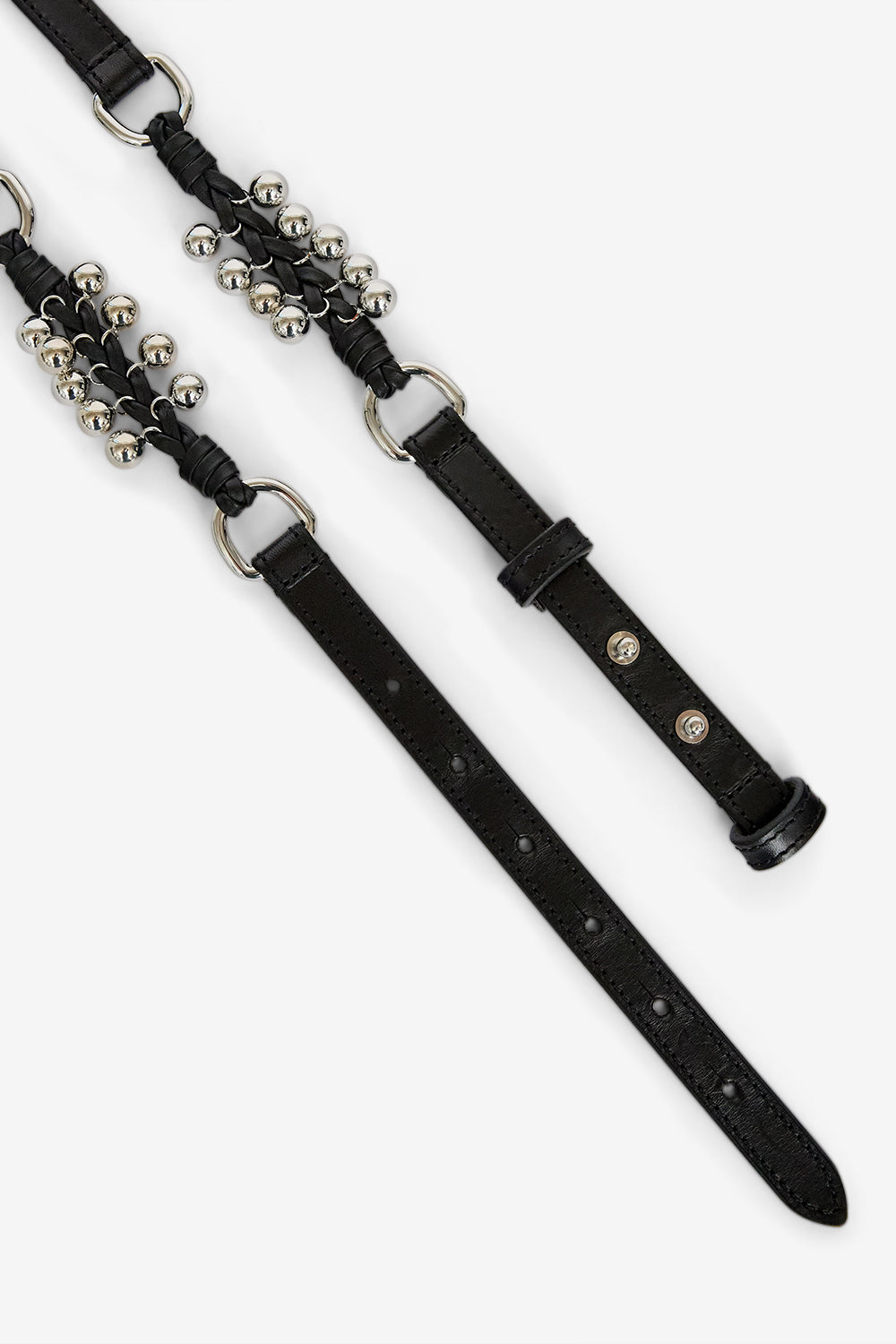 Ceinture en cuir grimsby avec anneaux et studs - Noir et argenté - Woman - 3