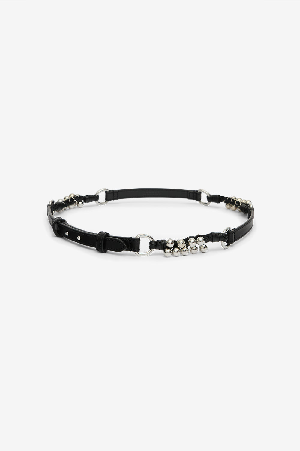 Ceinture en cuir grimsby avec anneaux et studs - Noir et argenté - Woman - 1