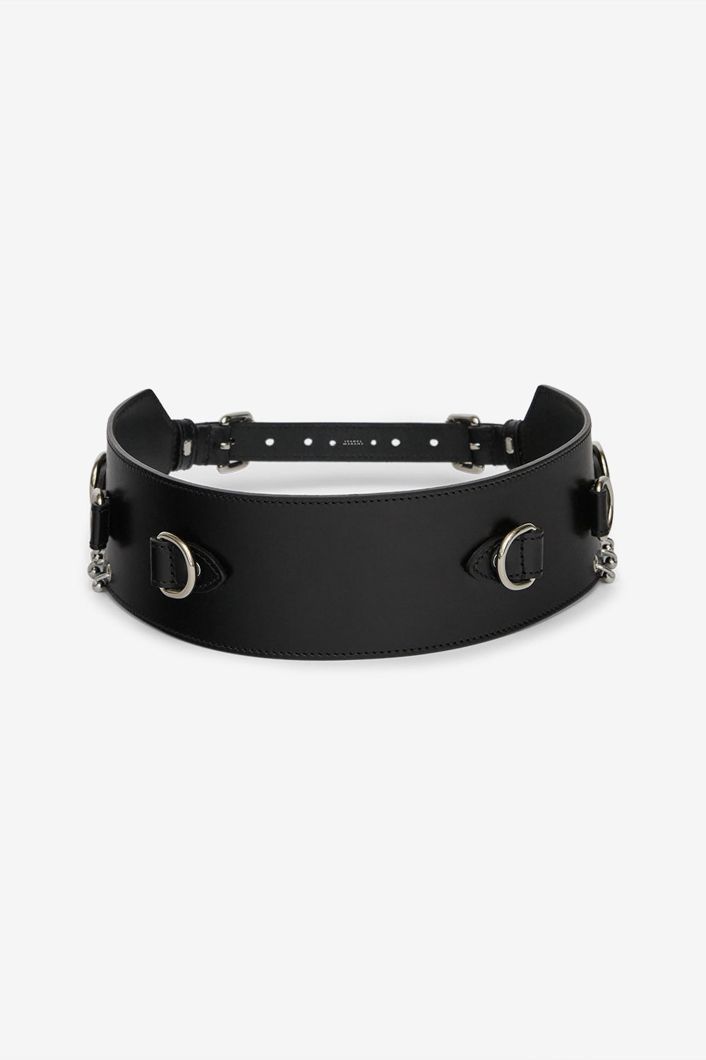 Cintura larga in pelle brighton con anelli - Black and silver - Woman - 2