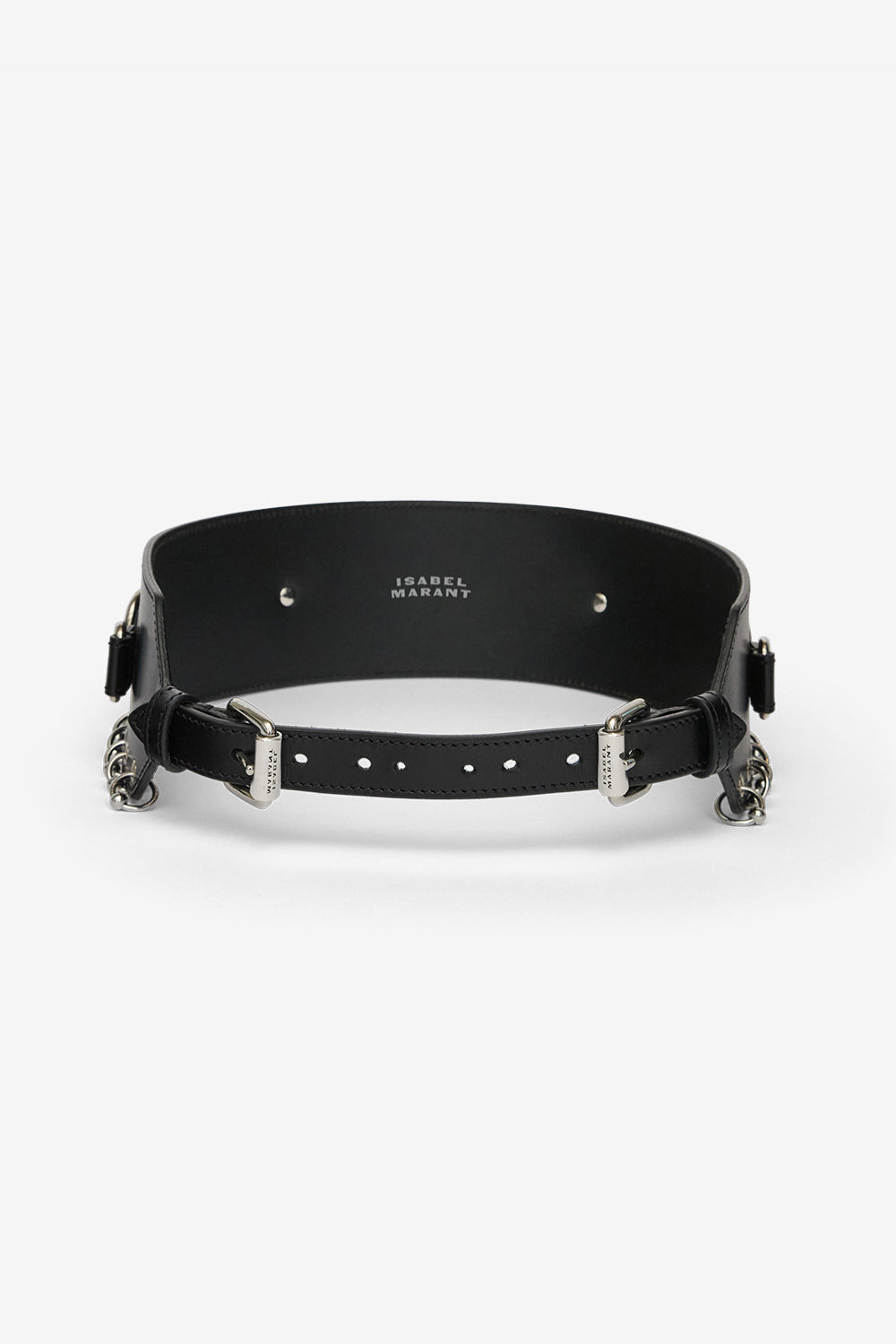 Cintura larga in pelle brighton con anelli - Black and silver - Woman - 1