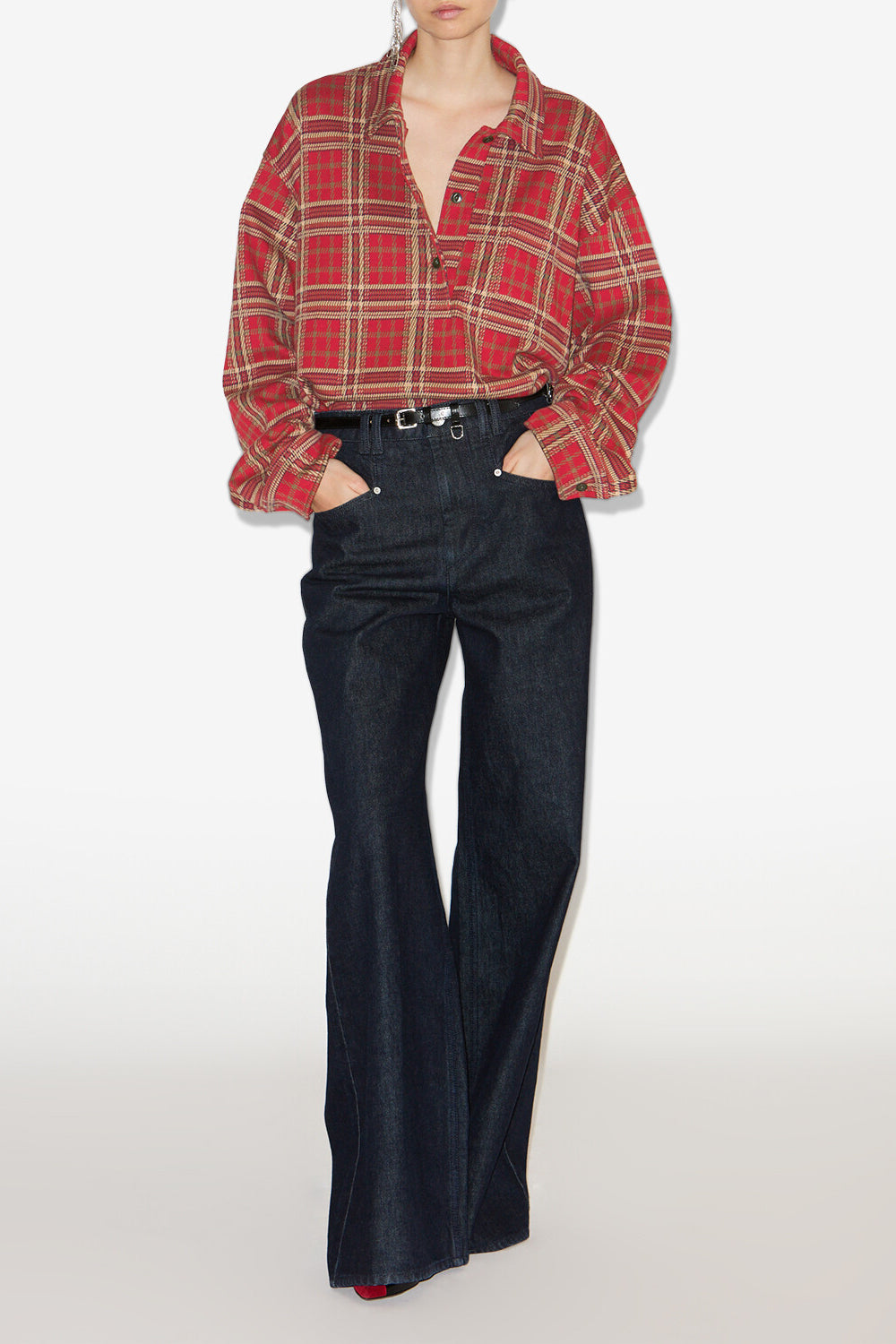 Blouse tartan bruna - Rouge - Woman - 2
