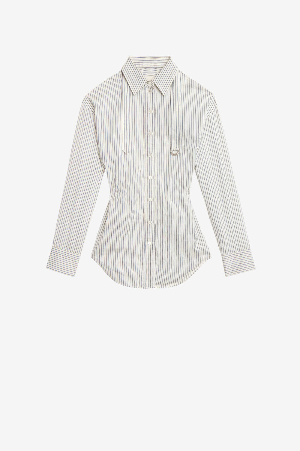 Chemise rayée en coton et soie aurora - Écru et noir - Woman - 1