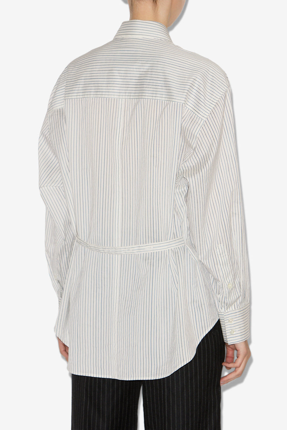 Chemise rayée en coton et soie aurora - Écru et noir - Woman - 5