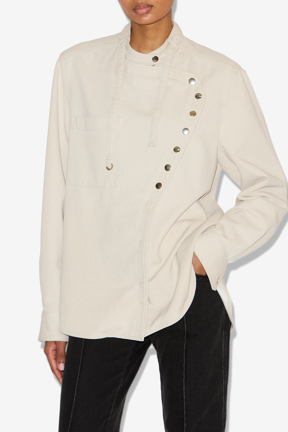 Chemise en toile de coton tess - Off blanc - Woman - 4