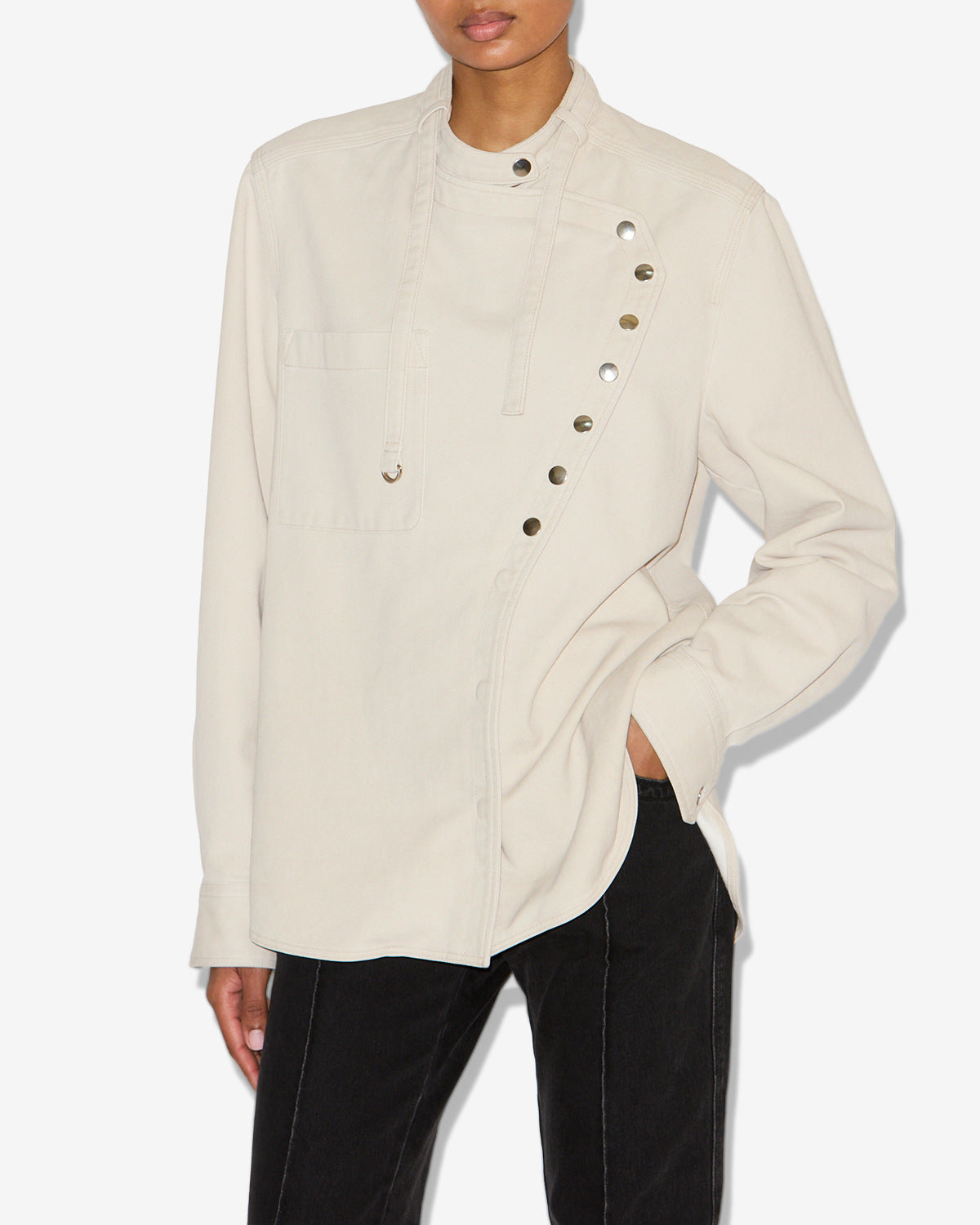 Chemise en toile de coton tess - Off blanc - Woman - 3