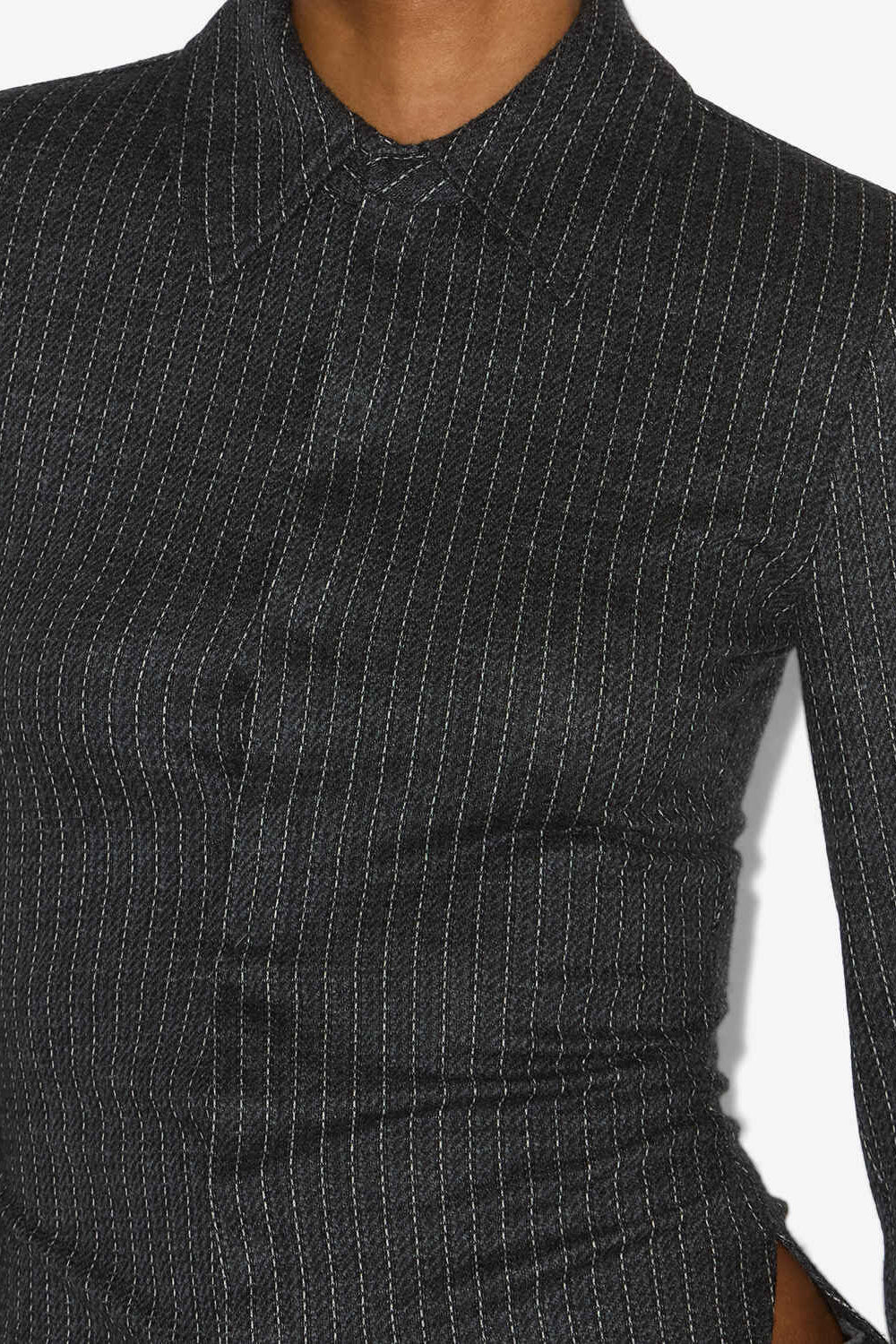 Camicia gessata in lana vergine roméa - Anthracite - Woman - 3