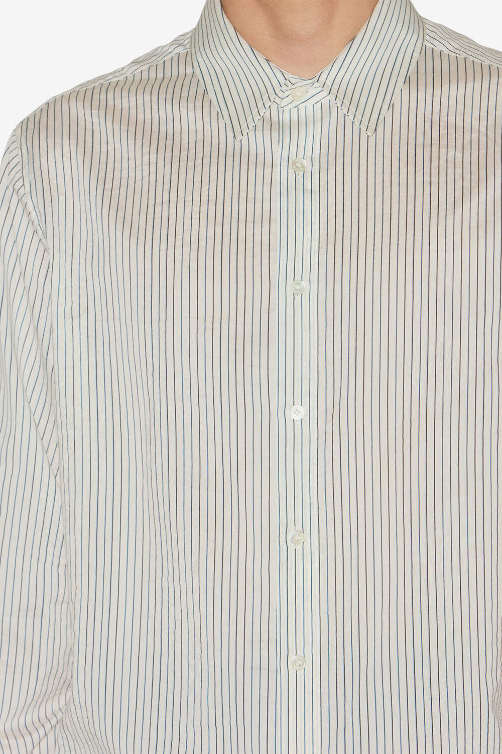 Camicia in cotone e seta a righe nathan - Ecru and black - Man - 3