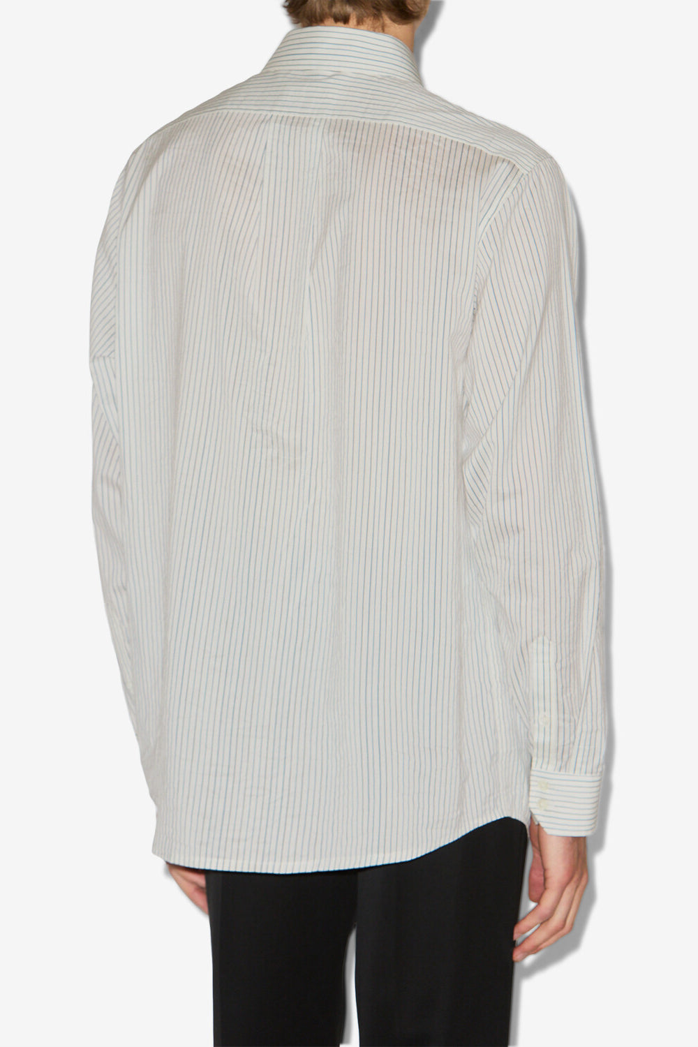 Camicia in cotone e seta a righe nathan - Ecru and black - Man - 5